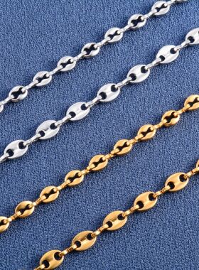 Handmade Necklaces Link Coffee Bean Chains Stainless Steel