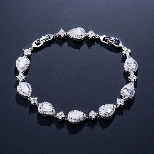 Classic Geometric Water Drop CZ Bracelet for Women Bridal