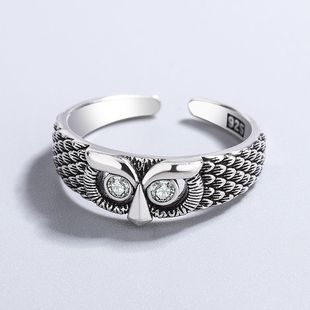 Owl Zircon Woman 925 Wedding Silver Rings Fine Sterling