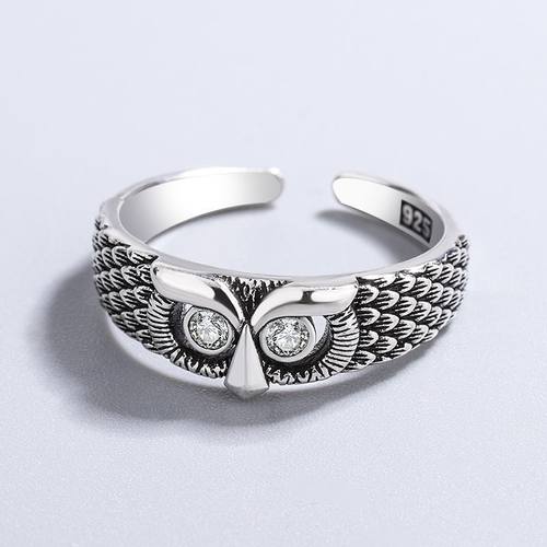 925 Sterling Silver Owl Zircon Woman Rings Wedding Fine