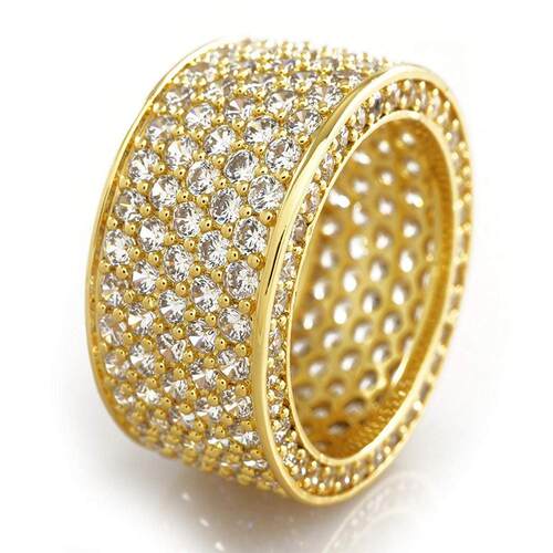 Handmade 24K Gold Micro Pave 300pcs Lab Diamond cz Ring