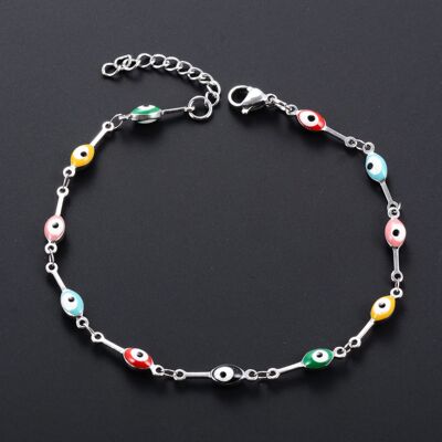 4mm Stainless Steel Bone Turkish Evil Eye Link Hand Chain