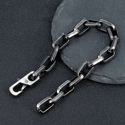 Locomotive Oxidized Black Chain Link Men Bracelet Punk