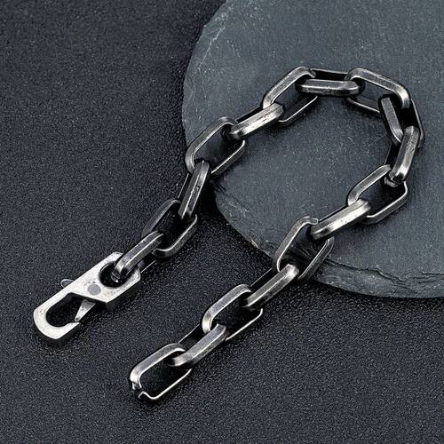 Locomotive Oxidized Black Chain Link Men Bracelet Punk