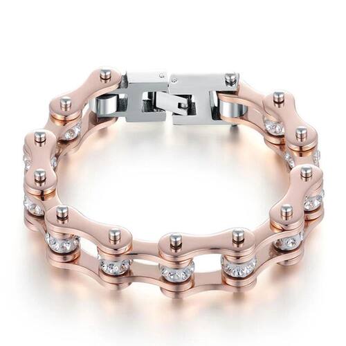Bracelets, Rose Gold Stainless Steel Chain Link