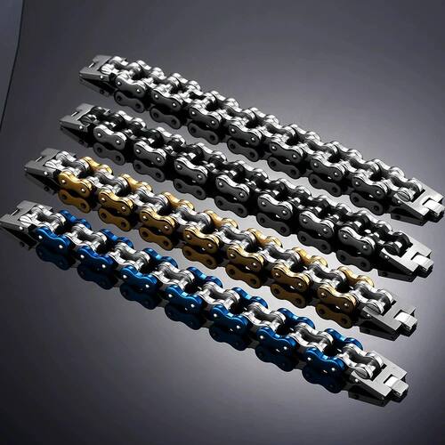 Men Metal Bracelets Black,Motorcycle Biker Bicycle Chain