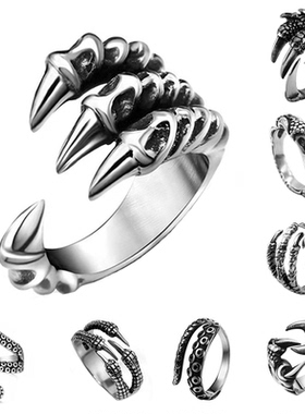Retro Punk Opening Resizable Dragon Claw Rings Steampunk