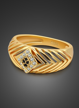 Luxury Golden Wedding Ring  Fashion 100% 925 Sterling