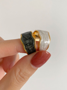 Fashion Enamel Wide Ring for Women Men Punk Multicolor