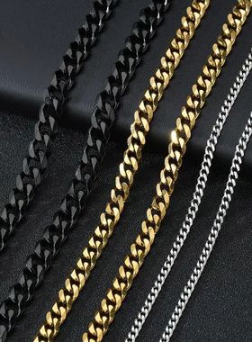Punk Stainless Steel Necklace 3/5/7mm Curb Cuban Necklaces