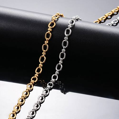 Width 6.2mm Stainless Steel Circle Tie Link Chain Necklace G