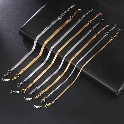 Trendy Classic Snake Chain Bracelet Gold Color Width