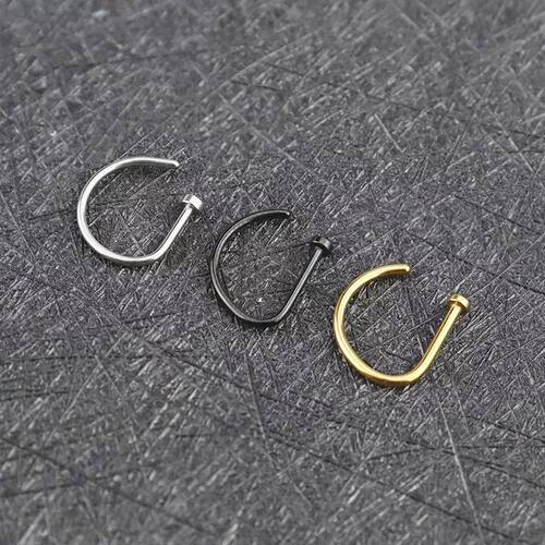 5pc Nose Rings D Shape Nose Hoop Stud Ear Cartilage