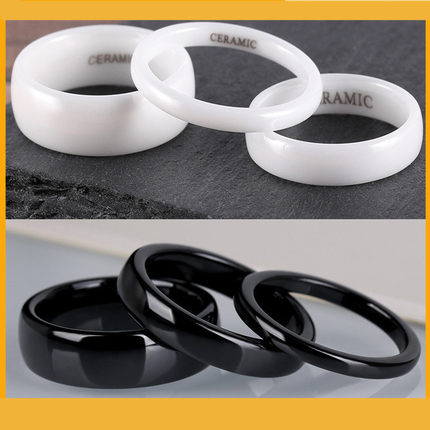 Smooth zirconia ring spot wholesale wide 2/4/6mm white black