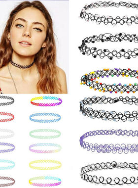 12Pcs Vintage Stretch Choker Necklace Lady Girl Tattoo