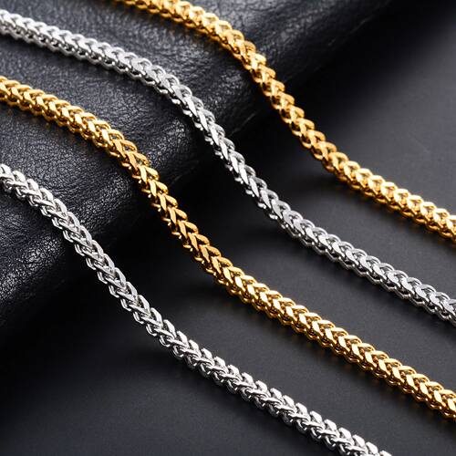 3mm Gold/Silver Color Mens Braided Necklace Chain Stainless