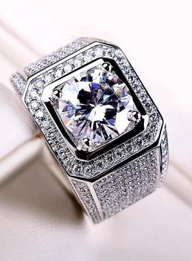 925 Sterling Silver fine big Crystal Rings For Man Women Fas