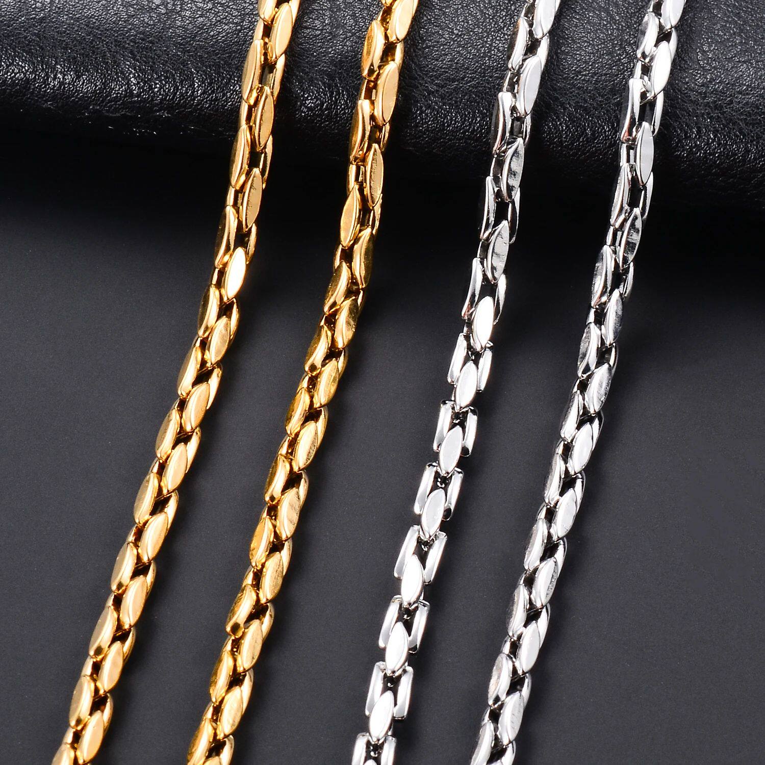 4.2mm Wide Stainless Steel Squre Classical Link Chain Neckla - 实物图