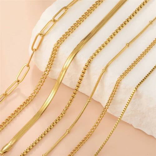Stainless Steel Gold Color Chain Necklace Women Minimalist