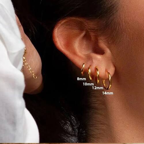 4 Pairs No Charms Stainless Steel Tiny Hoop Earrings Simple