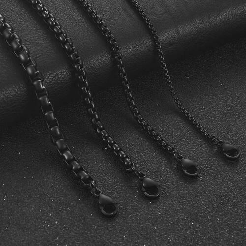 2/3/4/5mm Men's Black Plated Stainless Steel Square Rolo