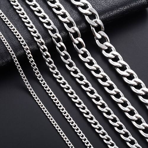 Men's Necklace Round Cuban Link Neck Chain Stainless Steel