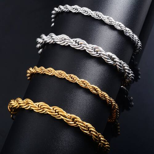 Men Stainless Steel Rope Chain Bracelet for Women Hand