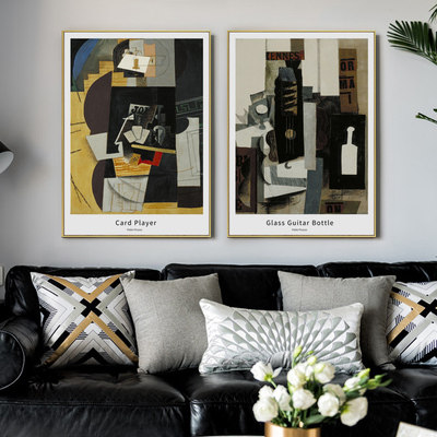 装饰画毕加索抽象玄关吉他系列壁画拼贴艺术现代客厅过道无框挂画