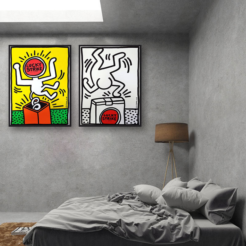 a凯斯哈林涂鸦波普风格潮流装饰画报海报小众文艺名画卧室宿舍画