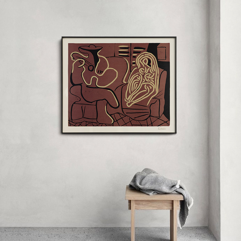 毕加索抽象简约线条装饰画小众个性挂画客厅餐厅书房卧室名人壁画