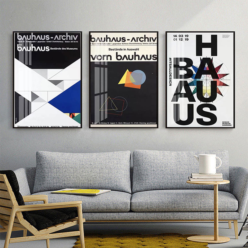 f北欧现代装饰画包豪斯英文字母轻奢高级感挂画抽象艺术卧室壁画