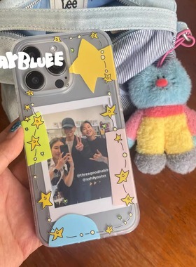 PlayBluee 原创星星围绕照片半透明磨砂手机壳适用于17pro16华为