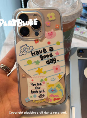 PlayBluee 原创拼贴便签本磨砂手机壳适用于苹果16华为