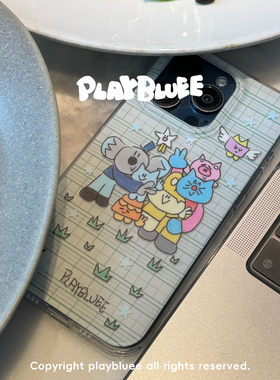 PlayBluee 原创田字格涂鸦大合照双层磨砂手机壳适用于苹果16