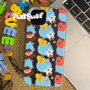 PlayBluee 原创猫猫伙伴半透明磨砂手机壳适用于15pro17华为磁吸