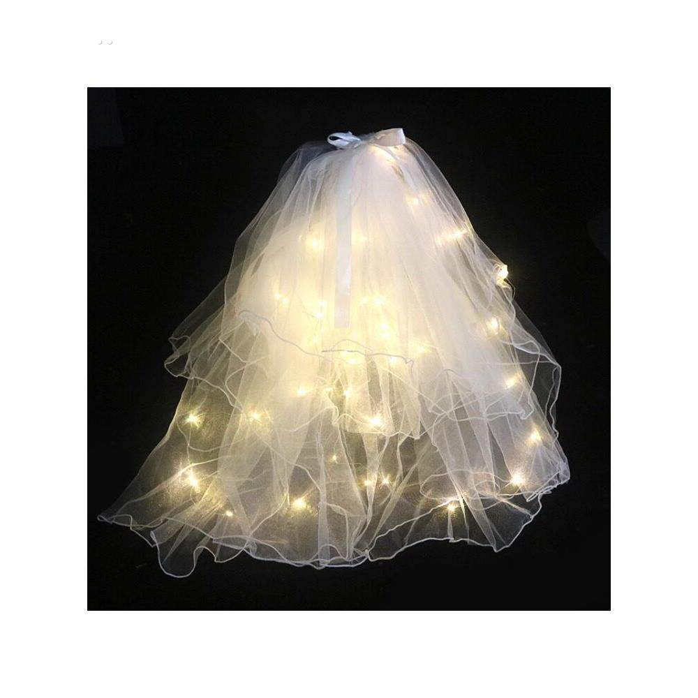 演唱会求婚头纱轻纱头主婚纱照晚礼服领证白色蝴蝶白纱拍照道具