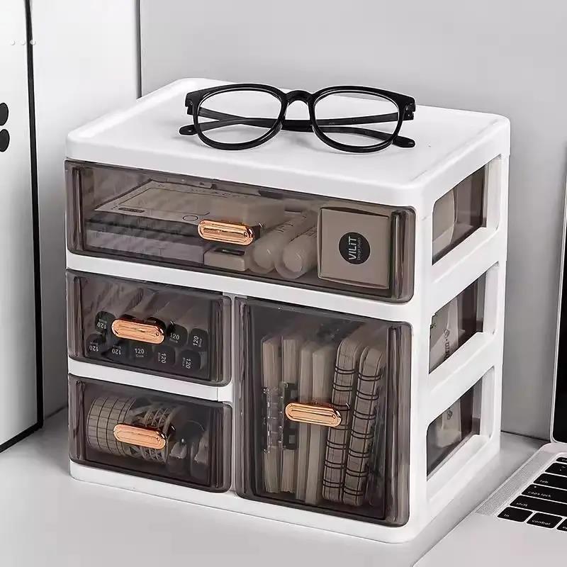 抽屉式桌面收纳盒办公书桌防尘小杂物整理盒宿舍分格多功能置物架