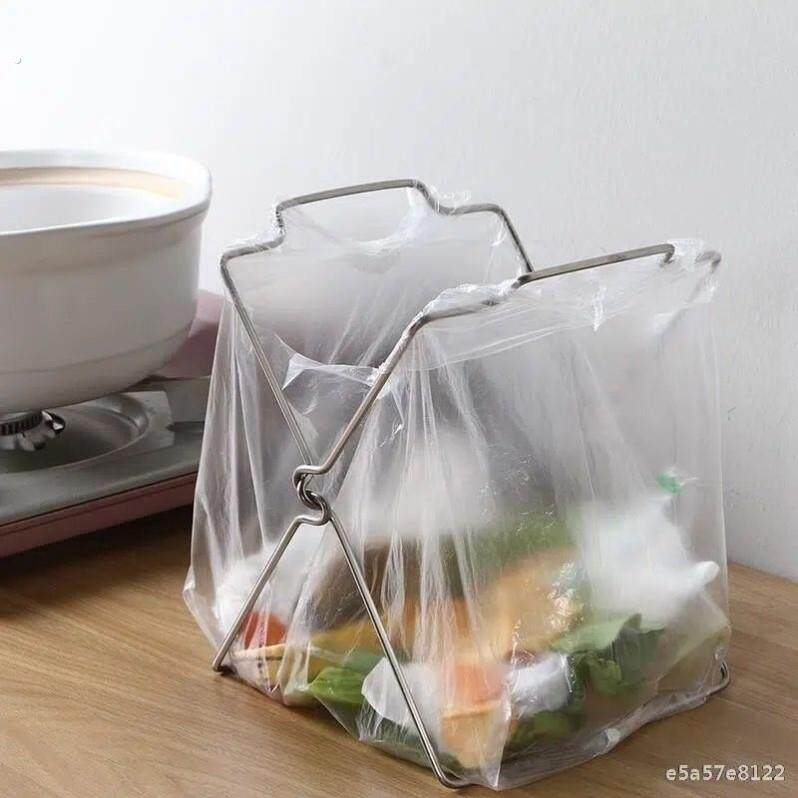 撑塑料袋神器不锈钢厨房垃圾架垃圾袋架可折叠收纳架架垃圾桶支架