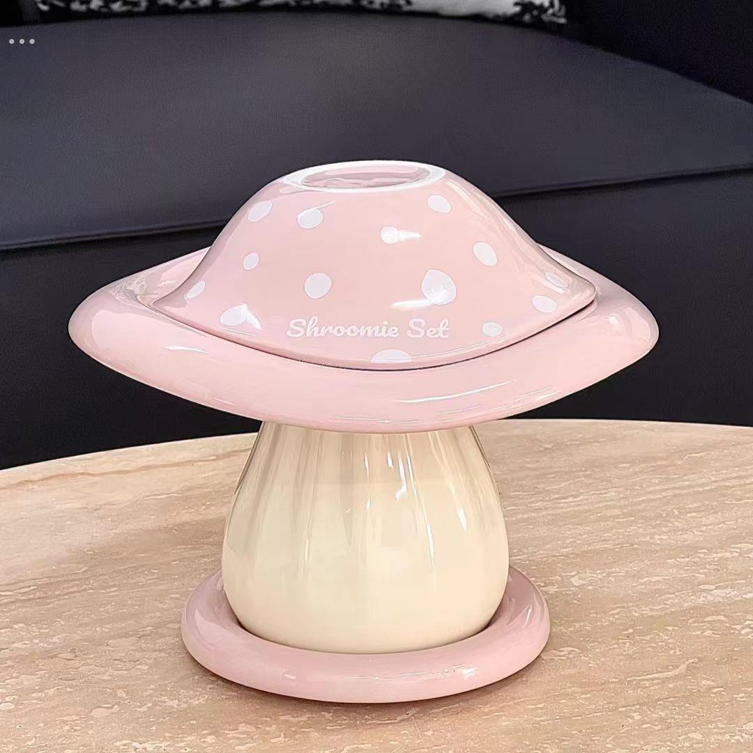蘑菇餐具套装家用厨房一人食碗盘碟高级感陶瓷蘑菇盘乔迁生日礼物