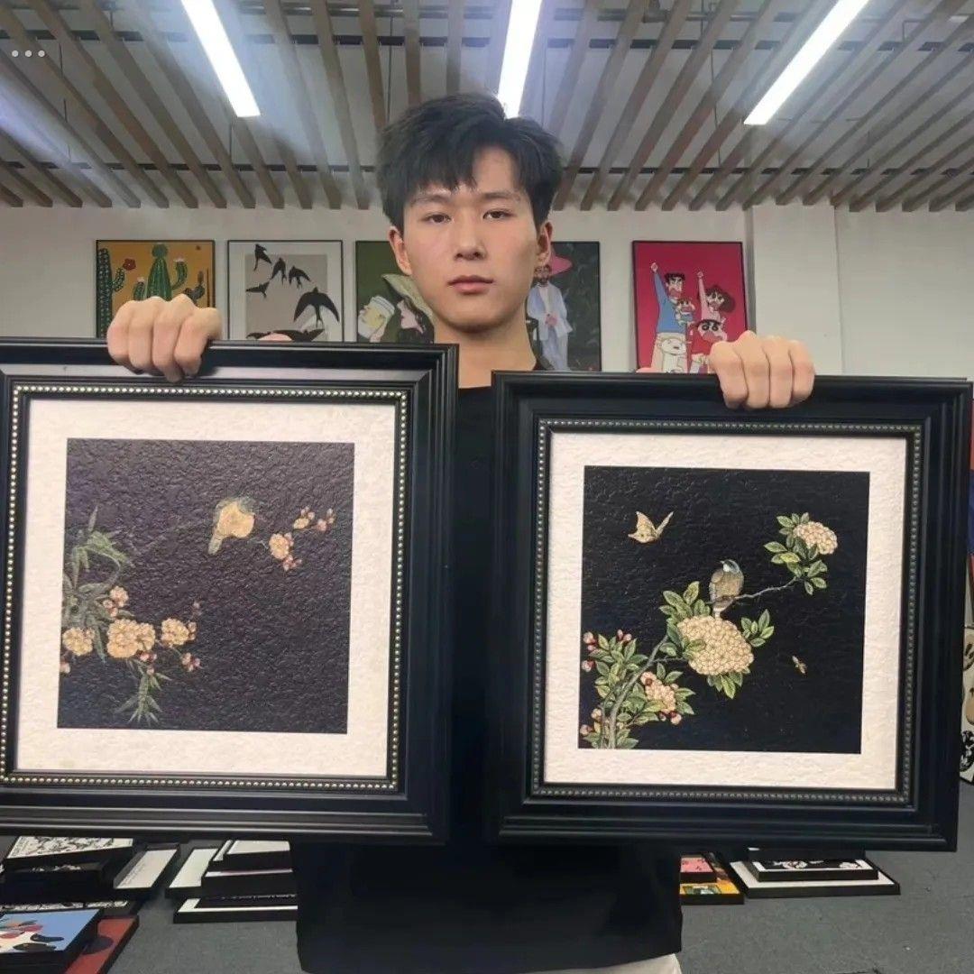 《喜鹊登枝》新中式玄关装饰画客厅法式中国风艺术高级感花鸟4040