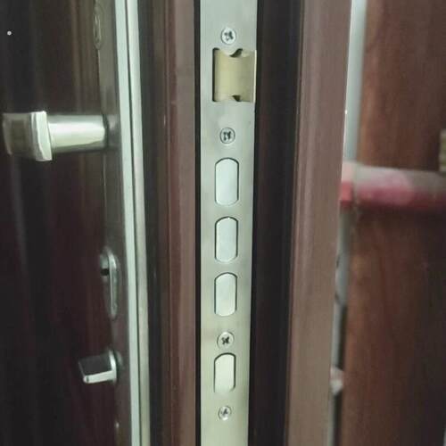 锁体无勾安全门锁带钩铜舌防盗门锁体不锈钢圆头菊壳通用型机械锁