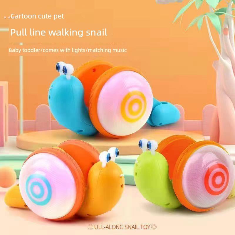虫子会爬行的小蜗牛会走的牵绳蜗牛玩具牵引创意拉线拖动散步宠物