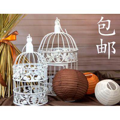 铁艺装饰鸟笼 欧式婚庆橱窗摆件 婚礼摄影道具白色大号