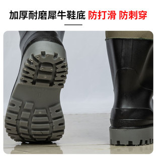 带雨鞋 皮叉抓鱼全身连体 半身防水衣服裤 尼龙路亚垂钓下水裤