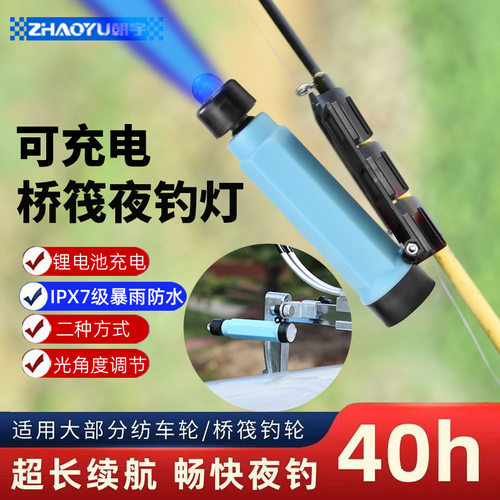 灯夜钓竿稍灯充电筏钓灯杆梢钓鱼蓝光灯筏钓灯桥阀桥钓灯超亮