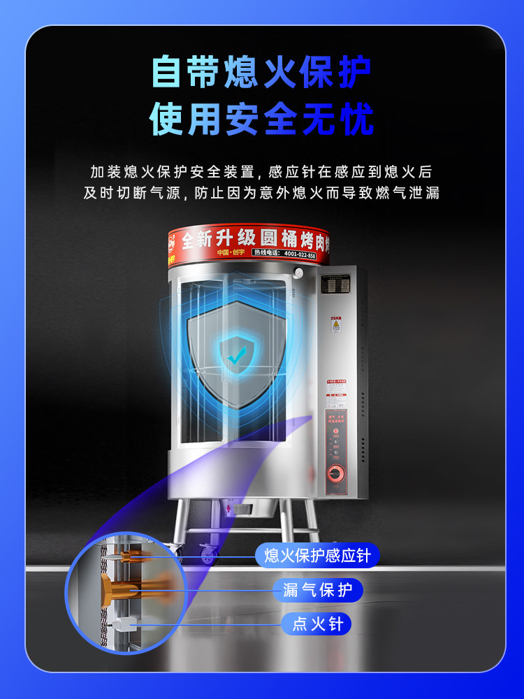 850型烤鸭炉商用电热全自动旋转木炭煤燃气烤鸡炉无刺烤鱼炉 烤箱