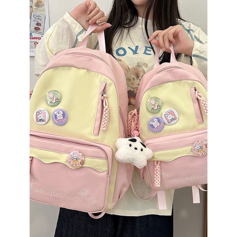 日本进口高颜值书包女生日系ins初高中生大容量双肩包多巴胺软妹