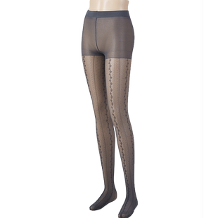 Tabio蕾丝条纹丝袜女薄款防勾丝高腰性感黑丝y2k连裤袜女光腿神器