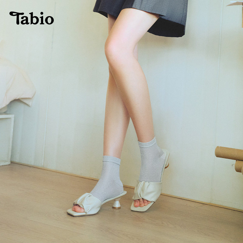 Tabio金葱脚后跟半掌袜子女防滑吸湿百搭护脚袜套浅口鞋袜女 - 实物图