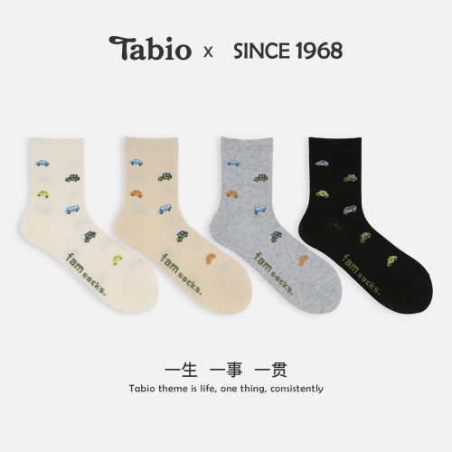 Tabio精致小汽车袜子男女夏季高弹透气日系ins潮袜休闲百搭中筒袜